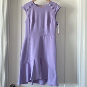💐 NWT! Purple Calvin Klein Ruffled-Hem A-Line Dress